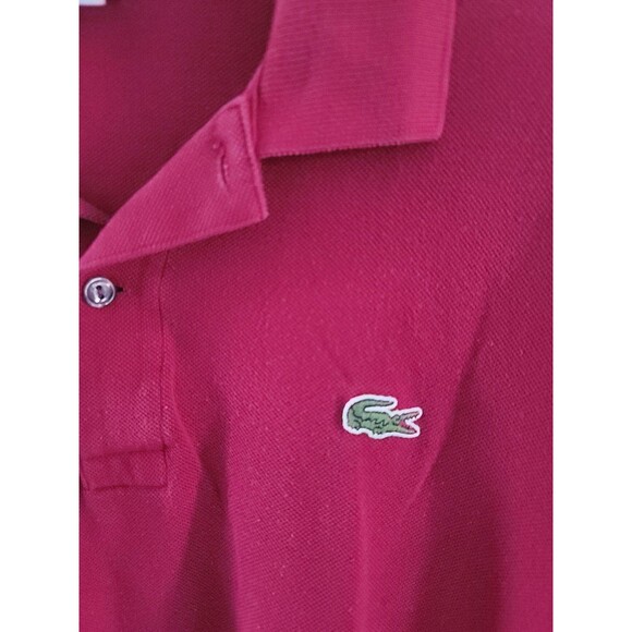 LACOSTE Mens Polo Shirt Size 3 S Burgandy Cotton - Picture 2 of 7